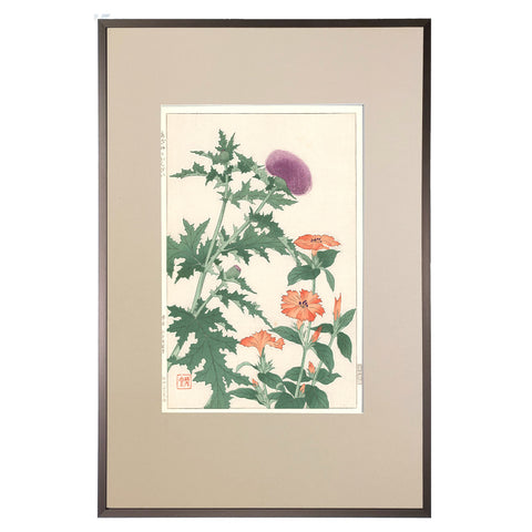 Kawarazaki Shodo, "Thistle and Gampi"