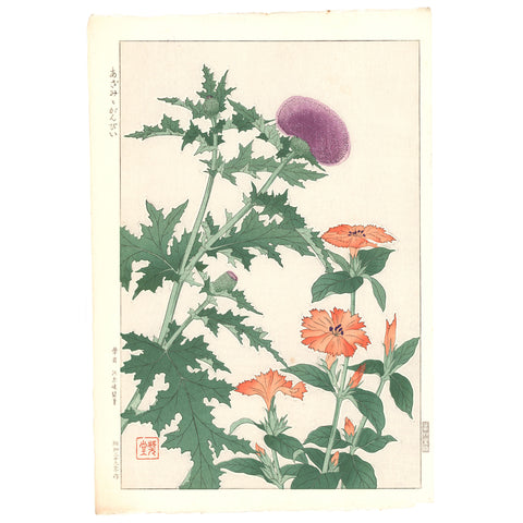 Kawarazaki Shodo, "Thistle and Gampi"