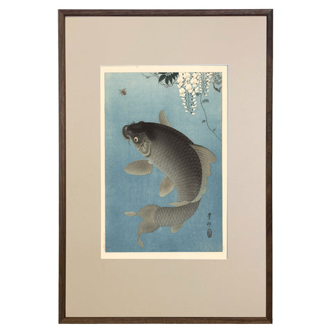 Ohara Koson, "Leaping Carp and Insect"