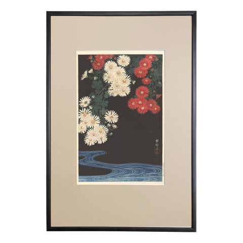 Ohara Koson, "Chrysanthemum and Running Water"