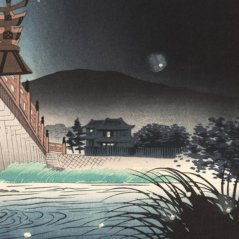 Tomikichiro Tokuriki, "FIreflies at Uji River"