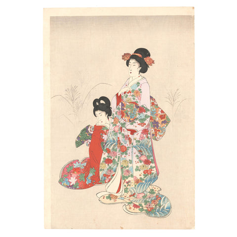 Toyohara Chikanobu, "Tsukumi no en (Moon Viewing)"
