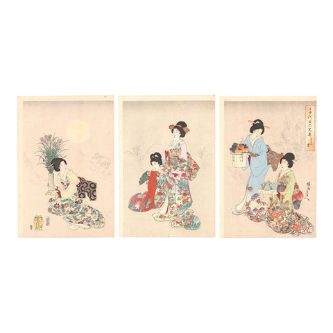 Toyohara Chikanobu, "Tsukumi no en (Moon Viewing)"