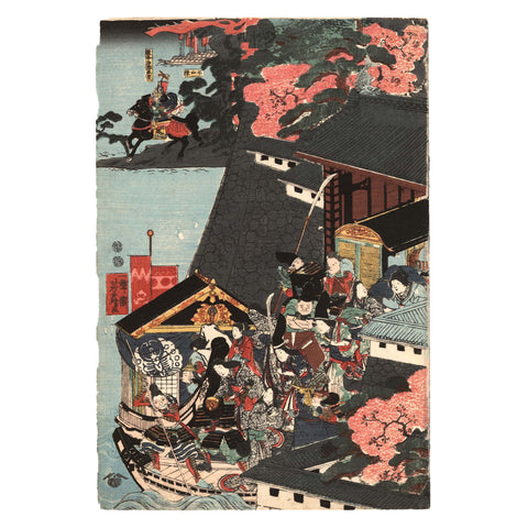 Utagawa Yoshitsuru, "Yoshitsune Defeats Taira at Ichinotani"