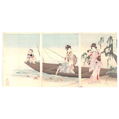 Toyohara Chikanobu, "Willow Tree Garden"