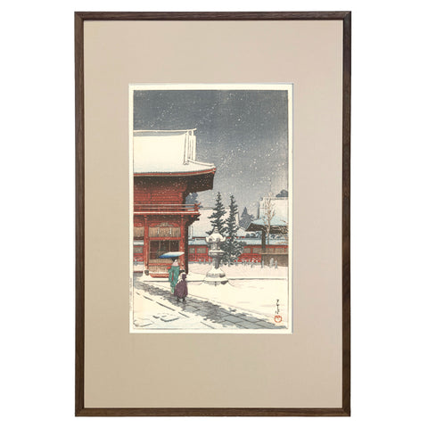 Hasui Kawase, "Nezu Gongen Shrine in Snow"