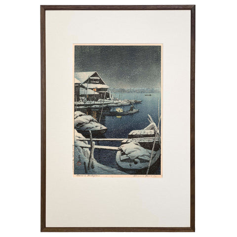 Hasui Kawase, "Snow at Mukojima"