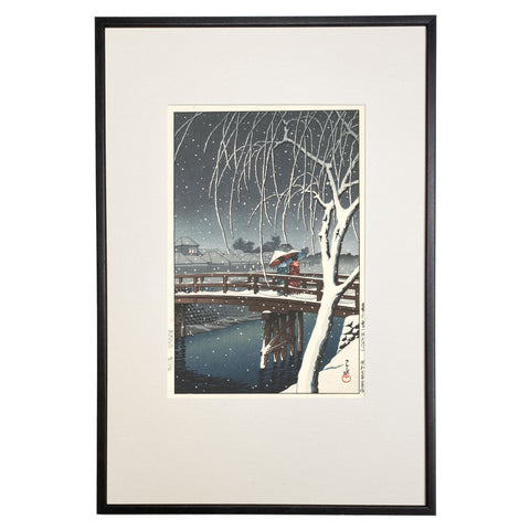 Hasui Kawase, "Evening Snow, Edogawa" (RESERVED)