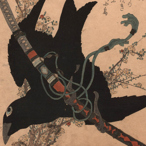 Katsushika Hokusai, "Raven with Minamoto Sword"