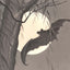 Ohara Koson, "Full Moon and Bats"