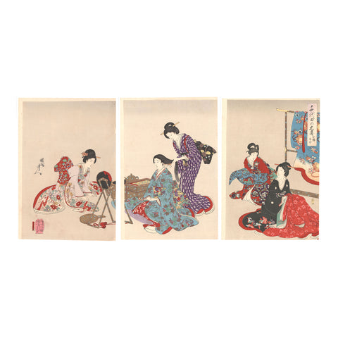Toyohara Chikanobu, "Okushiage (Dressing Hair)"