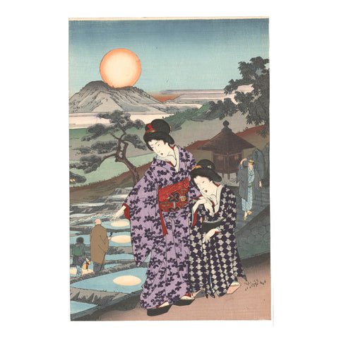 Toyohara Chikanobu, "Moon Viewing at Sarashina Rice Field"