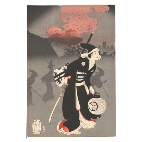 Toyohara Chikanobu, "Evacuating Chiyoda Castle"