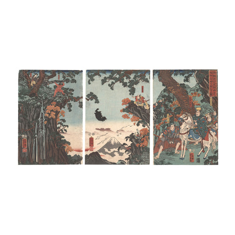 Utagawa Yoshikazu, "Minamoto no Yorimitsu Meets Kintaro"