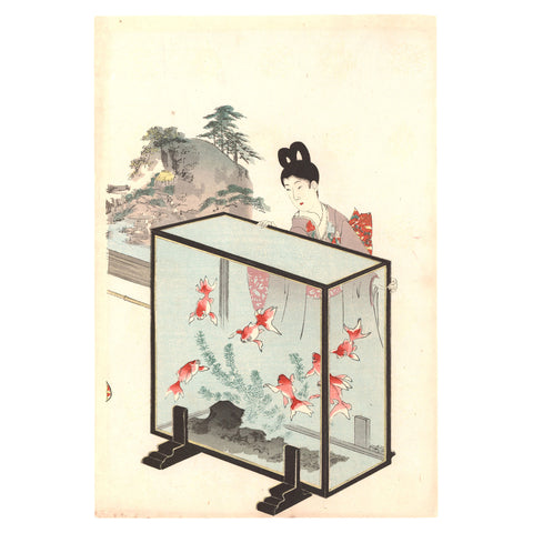 Toyohara Chikanobu, "Tokugawa Ladies, Goldfish"