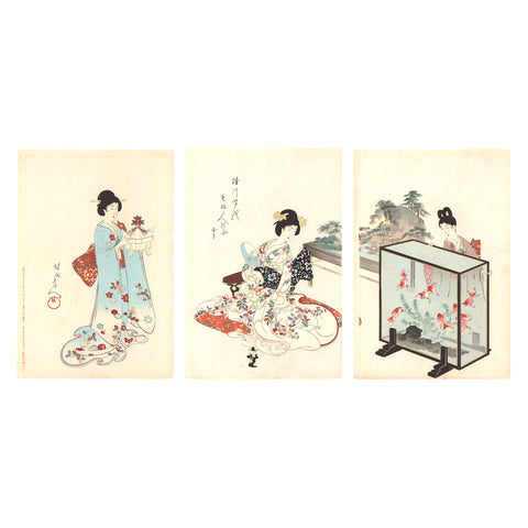 Toyohara Chikanobu, "Tokugawa Ladies, Goldfish"