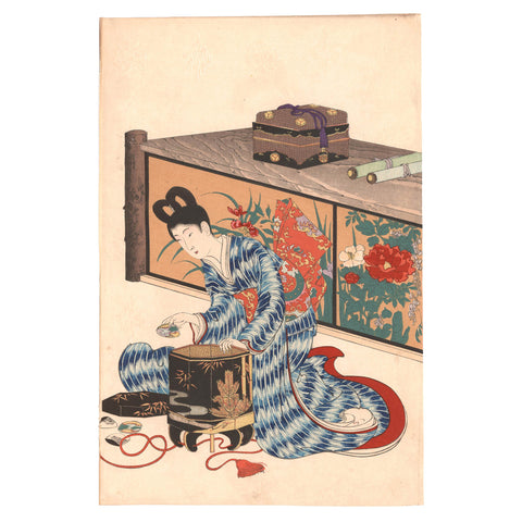 Toyohara Chikanobu, "Tokugawa Ladies, Kimono Fitting"