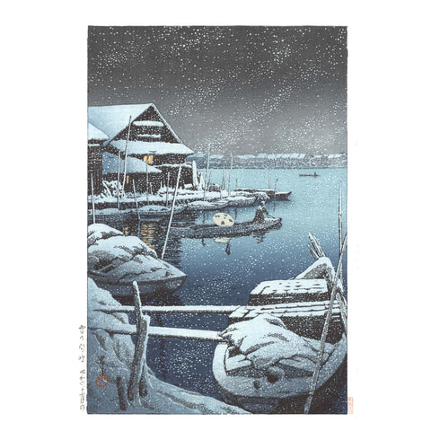 Hasui Kawase, "Snow at Mukojima"