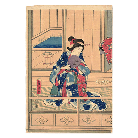 Utagawa Toyokuni III, "Preparing A Bath"